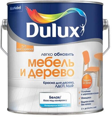 Dulux | Дюлакс Легко обновить Мебель и Дерево износостойкая краска на водной основе матовая база BC 0.75л