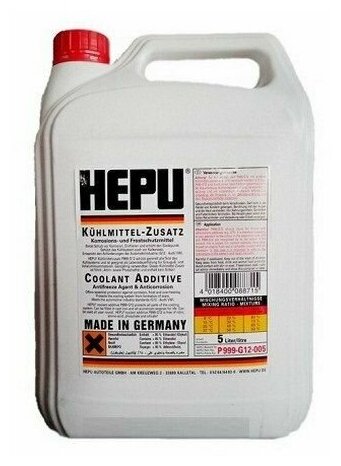 HEPU P999-G12-005 P999-G12-005_антифриз! красный 5L концентрат 1:1 -40°C соответст категории G12\