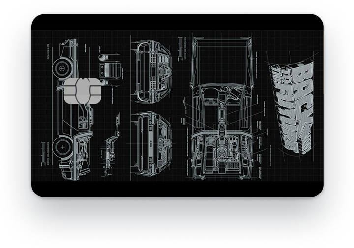 Наклейка для банковской карты ScreenTech, Авто DeLorean
