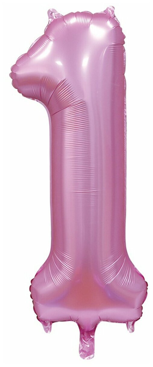 Воздушный шар фольгированный Riota Цифра 1, нежно-розовая, 101 см