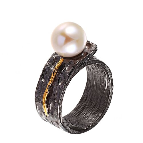 фото Element47 широкое ювелирное кольцо из серебра 925 пробы с культивированным жемчугом yr00222_ko_wp_001_bj, размер 16.5