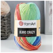 YarnArt Пряжа "Jeans crazy" 55% хлопок, 45% акрил 160м/50гр (8209 синий-салат)