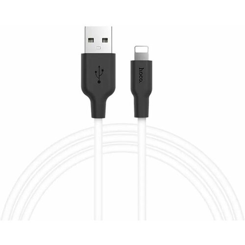 USB кабель HOCO X21 Silicone Lightning 8-pin, 1м, силикон (белый) кабель usb hoco x21 silicone для micro usb 2 0а длина 1 0м белый