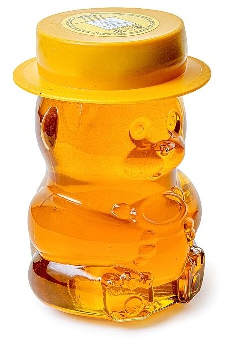 Мед башкирский цветочный в стеклянной банке "Мишка" 400 гр.