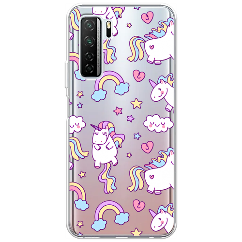 Силиконовый чехол на Honor 30s/Huawei P40 Lite 5G/Nova 7 SE / Хонор 30s/Хуавей P40 Lite 5G/Nova 7 SE Sweet unicorns dreams, прозрачный силиконовый чехол жираф на акуле на honor 30s global хонор 30s глобал