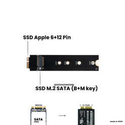 Адаптер-переходник для установки SSD M.2 SATA (B+M key) в разъем Apple SSD (6+12 Pin) MacBook Air 11" A1370 / MacBook Air 13" A1369 Late 2010,Mid 2011