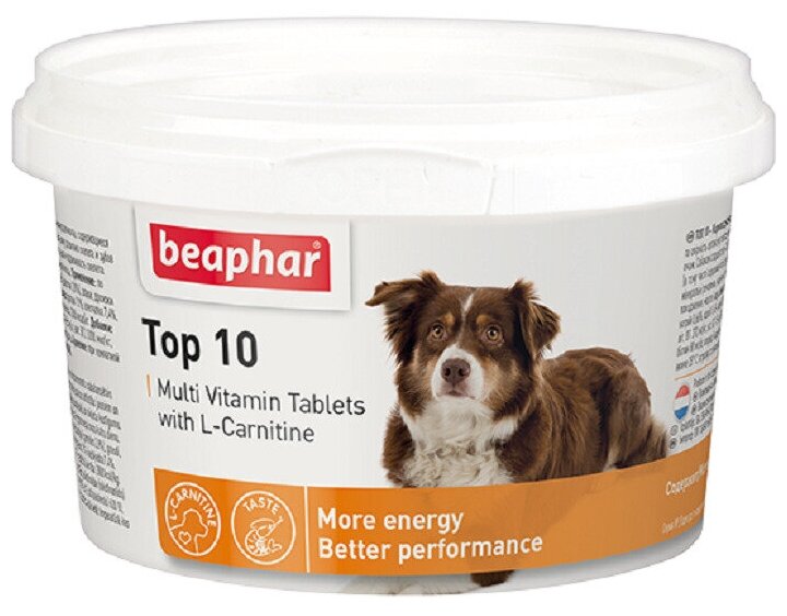 Beaphar Top 10 добавка с L-карнитином для собак 180таб