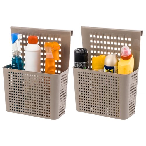 фото Набор 2 контейнеров 24,5х9х31 см el casa лофт мокка навесные на дверцу