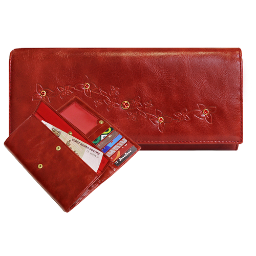 фото Кошелек портмоне женский кожаный мэри вп-17 пулл-уп красный kniksen