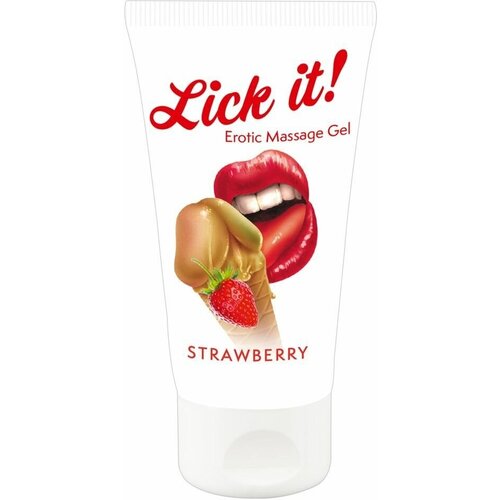 Лубрикант на водной основе Lick it! Strawberry с ароматом клубники - 50 мл. (На водной основе) 