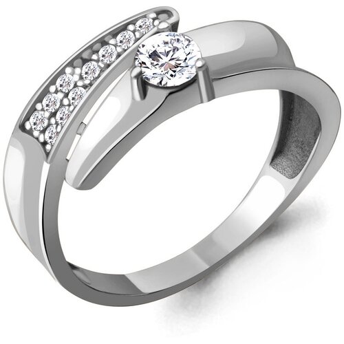 фото Серебряное кольцо aquamarine а66653а с фианитом и swarovski, размер 18,5 diamant-online