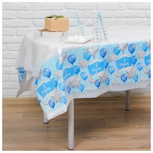 фото Скатерть "1 годик" малыш, 182 х 137см 3544743 страна карнавалия