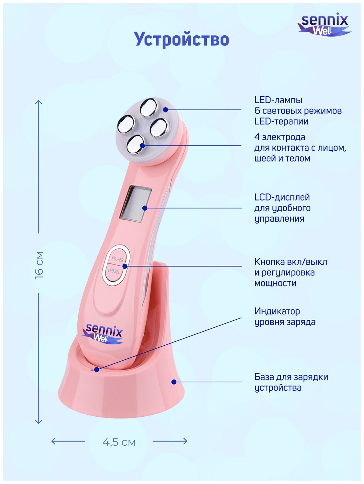 Sennix Аппарат "Flawless" RF лифтинг для лица RFL-001 - фотография № 6