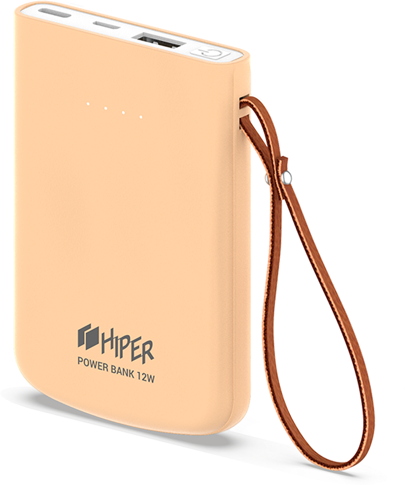 Внешний аккумулятор HIPER Travel5k Peach 5000 мАч, USB/microUSB/USB Type-C, 2.1 А, 12 В, индикатор заряда, персиковый