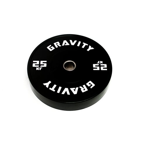 Бамперный каучуковый диск Gravity, черный, белый лого, 25кг