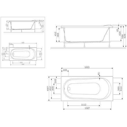 Фронтальная панель Am.pm W85A-170-070W-P белая