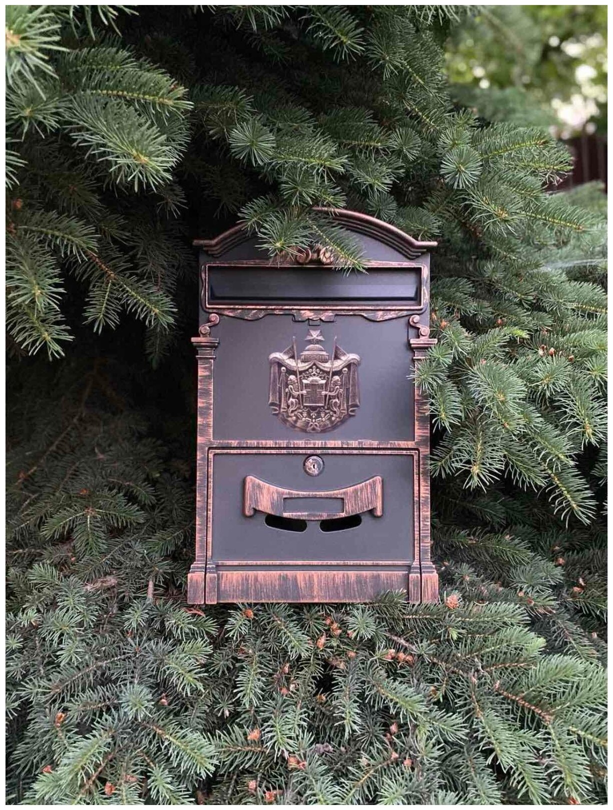 Почтовый ящик "Герб" цвет: медный/ почтовый ящик металлический с замком уличный - фотография № 8
