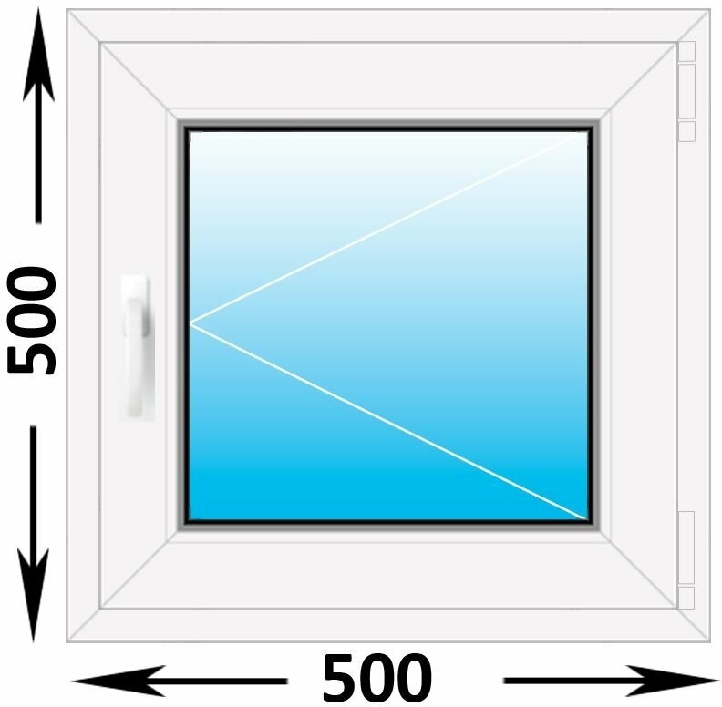 Пластиковое окно MELKE Lite 60 одностворчатое 500x500, с двухкамерным стеклопакетом (ширина Х высота) (500Х500)