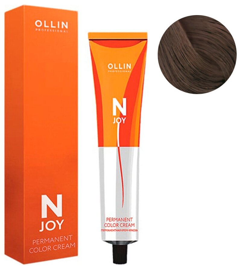 OLLIN Professional Стойкая крем-краска для волос N-Joy Color Cream, 6/71 темно-русый коричнево-пепельный, 100 мл