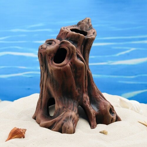 Декор для аквариума "Пенёк-грот", керамический, 17 х 15 х 15 см