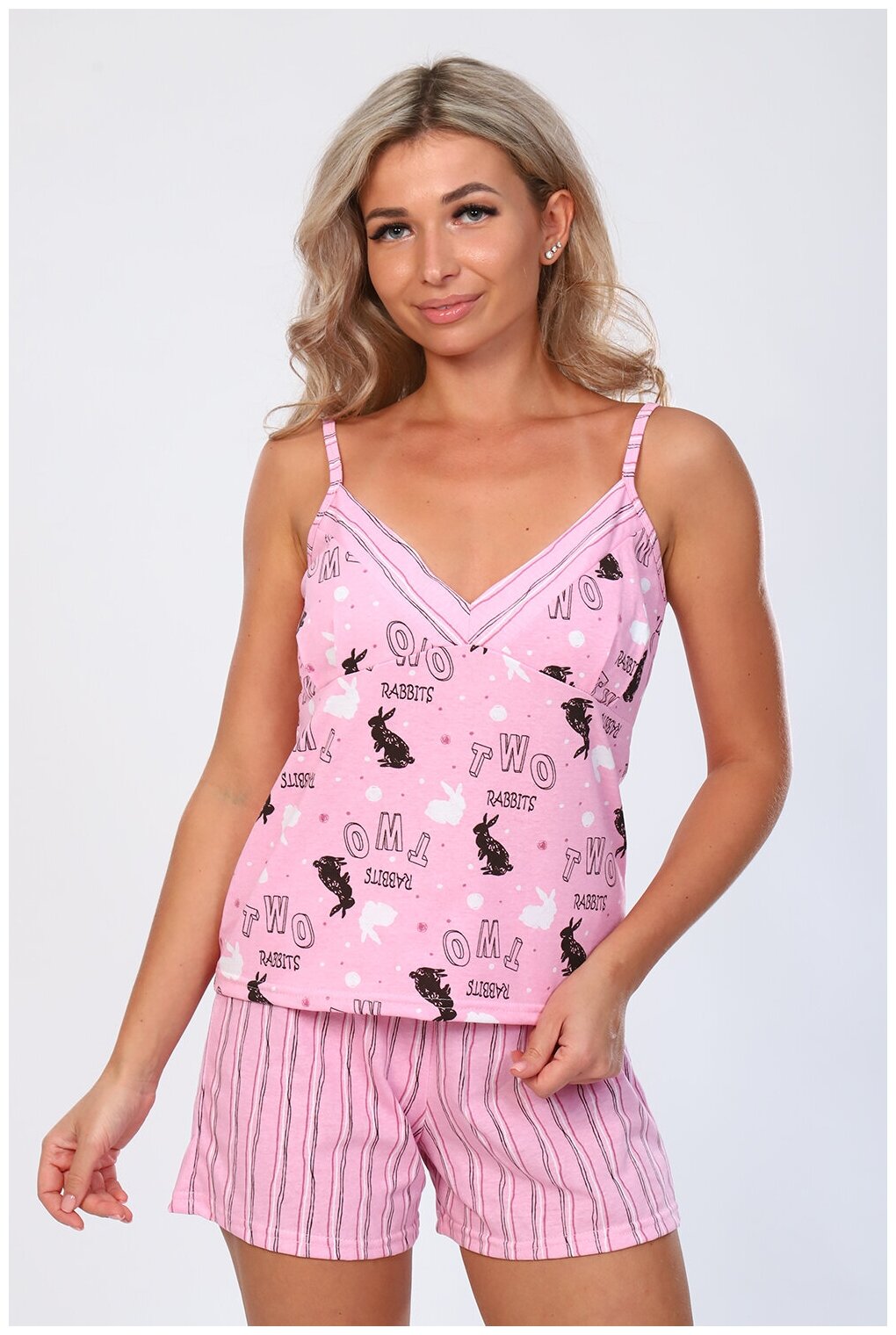 Женская пижама ( майка+ шорты) розового цвета, размер 52 - фотография № 3