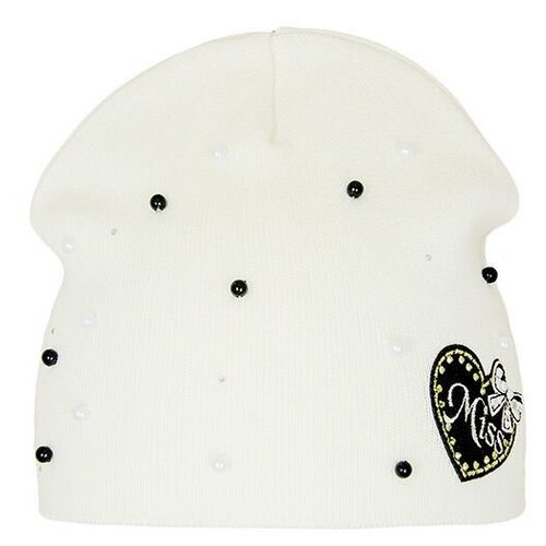 фото Шапка для девочки little miss, цвет белый, весна-осень-лето, размер 48-50 mialt