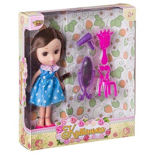 Кукла Yako Катенька с набором Красотка 16,5 см M7068 кукла yako toys катенька m6621 2 вида 16 см