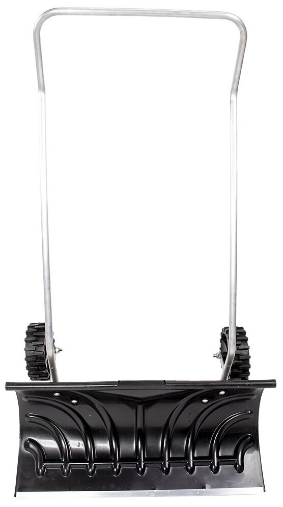 Движок для снега пластиковый 660х330 мм, на колесах с металлической П-образной ручкой - фотография № 1