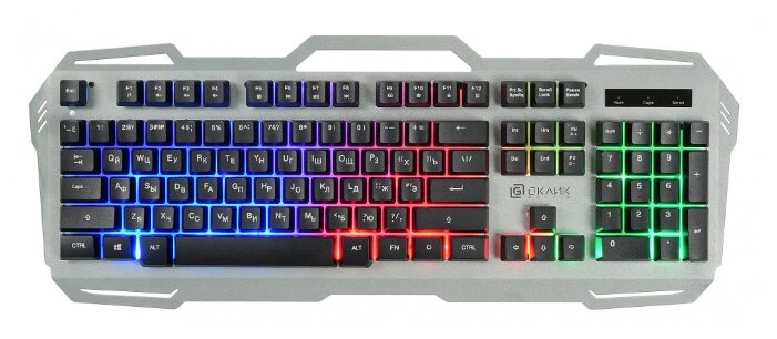 Клавиатура Оклик 747G FROZEN серыйчерный USB Multimedia for gamer LED