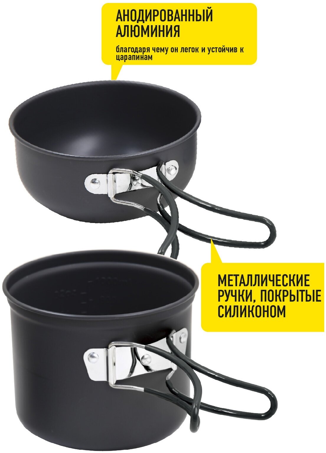 Котелок 1 л FORESTER MOBILE с крышкой-миской 0,5 л, из анодированного алюминия - фото №3