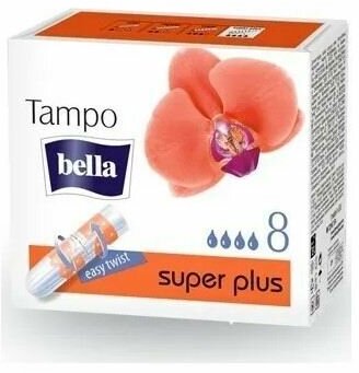 Тампоны BELLA Tampo Super plus, без аппликатора, 8 шт, в коробке (5900516320317)