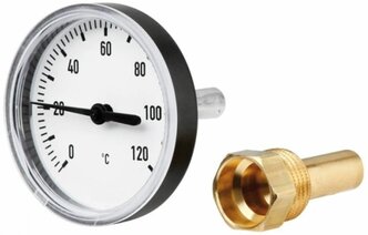 Термометр биметаллический 0...120 С с гильзой 1/2