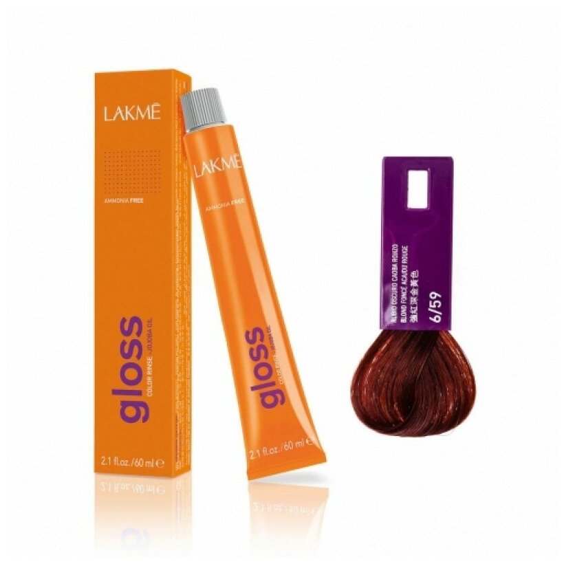 LAKME Gloss 6/59 Тонирующая крем-краска Темный блондин махагоново-красный, без аммиака 60мл