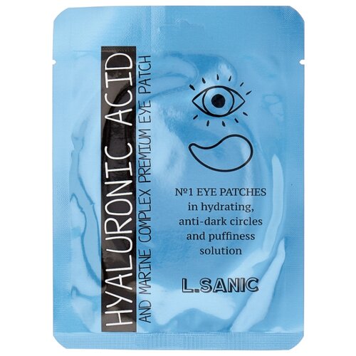 L'Sanic Гидрогелевые патчи Hyaluronic acid and marine complex premium eye patch, 2 шт.