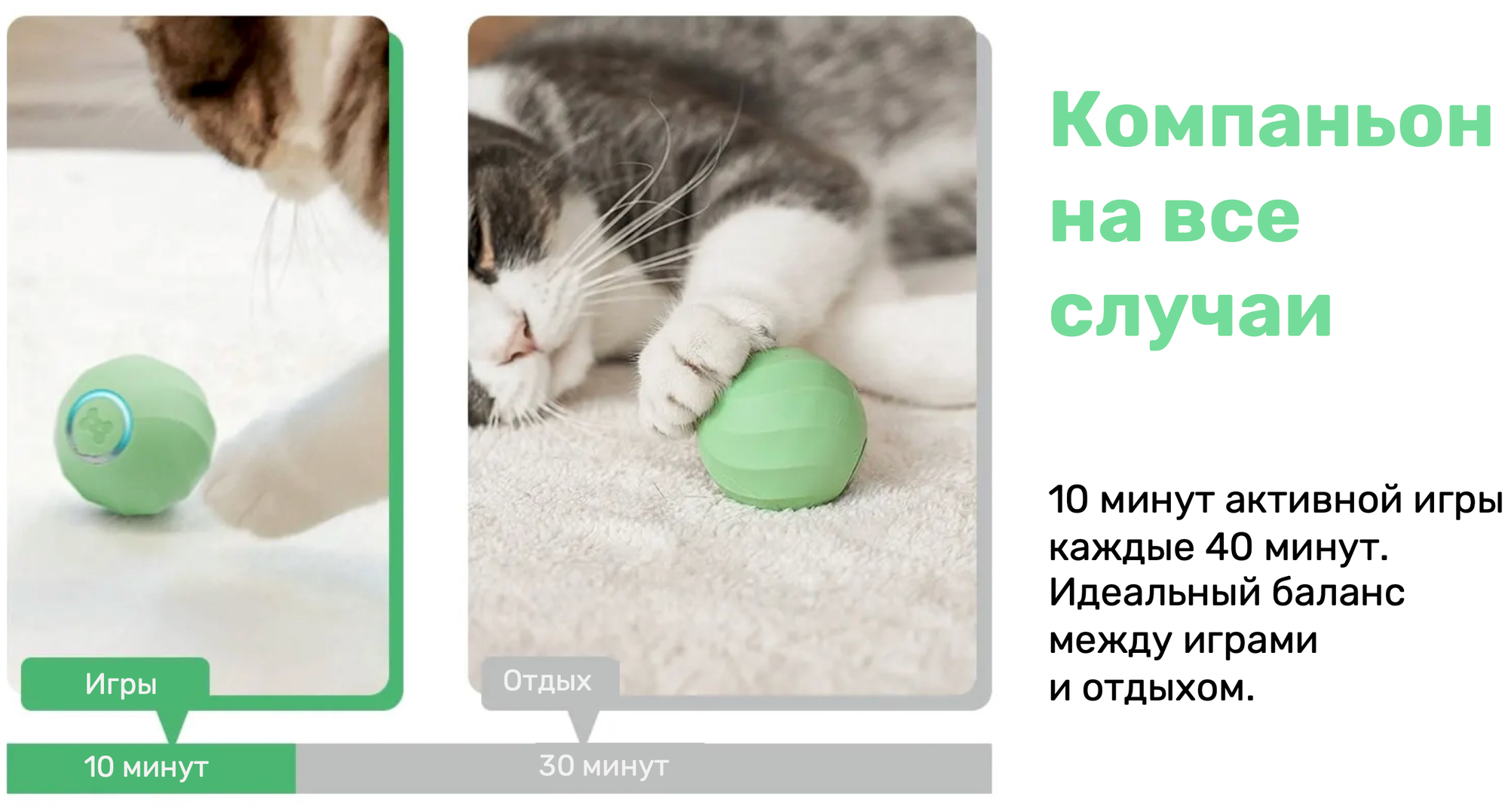 Cheerble Ice Cream интерактивная игрушка мячик для кошки и котят, развивающая игрушка для кота, умный шарик, USB зарядка - фотография № 6