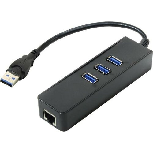 Концентратор USB 3.0 ORIENT JK-340 3 х USB 3.0 черный + Gigabit Ethernet