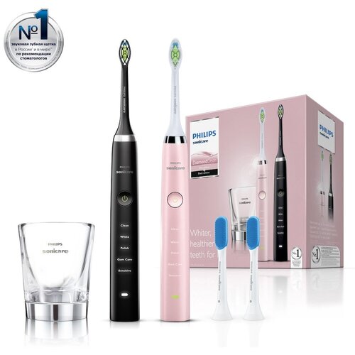 Звуковая зубная щетка Philips Sonicare DiamondClean HX9368/35, розовый/черный