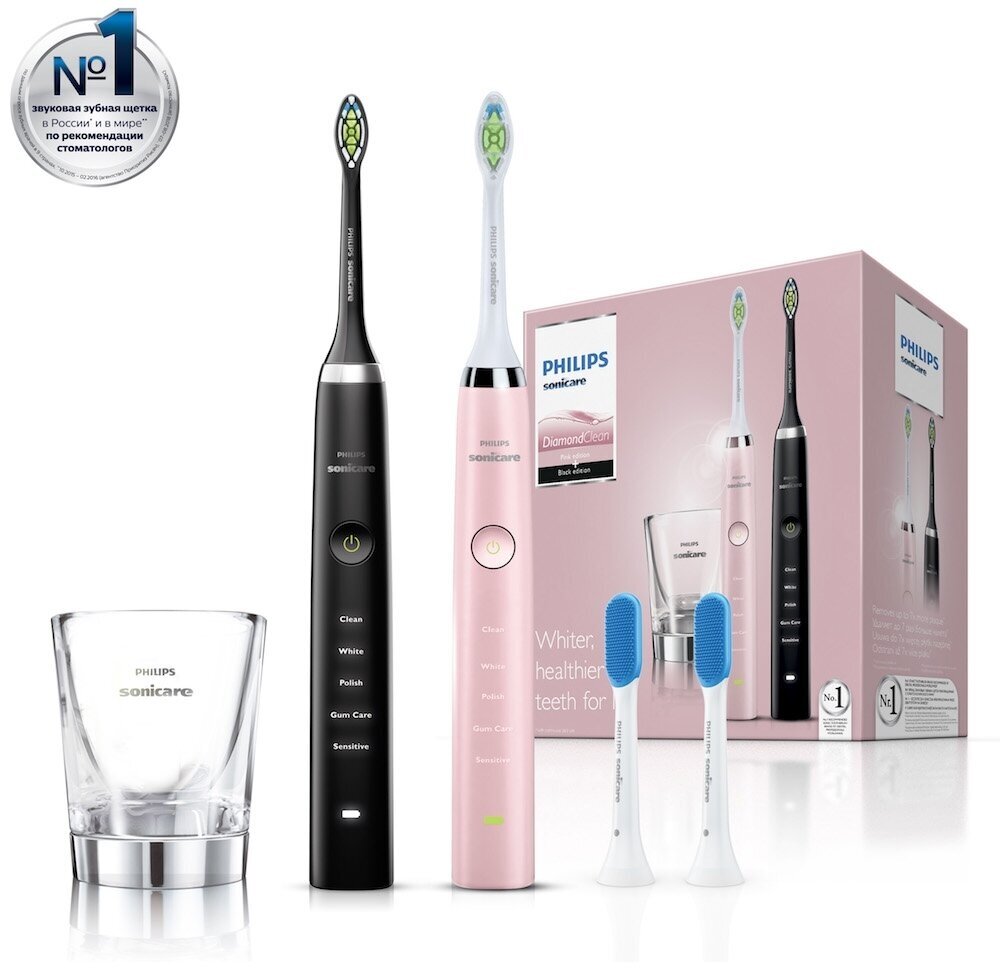 звуковая зубная щетка Philips Sonicare DiamondClean HX9368/35, розовый/черный