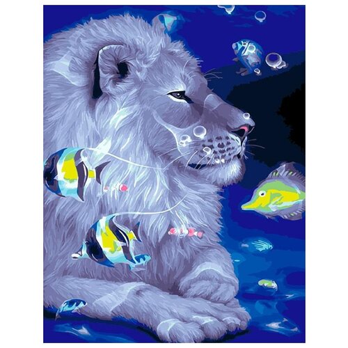Картина по номерам Лунный лев, 40x50 см