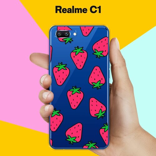 Силиконовый чехол на realme C1 Клубника / для Реалми Ц1 силиконовый чехол на realme xt клубника для реалми иксти