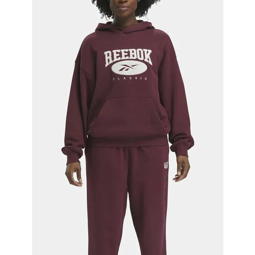 фото Худи reebok reebok cl ae big logo ft hoodie, силуэт свободный, размер 2xs, бордовый