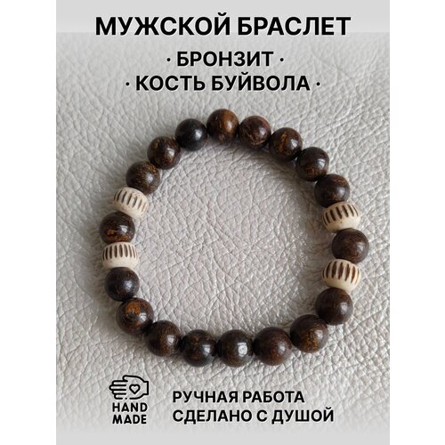 фото Защитный браслет амулет из бронзита и бусин из кости буйвола. внутренняя сила, решительность, храбрость. newagestonesjewelry