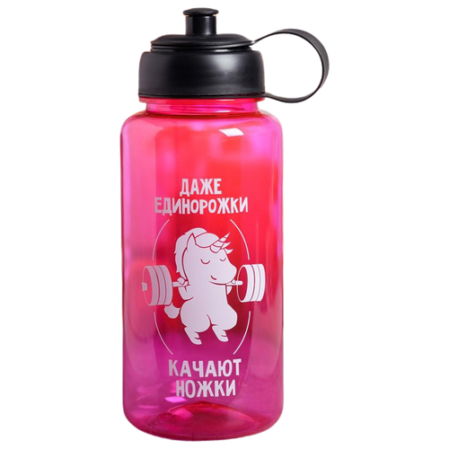 фото Бутылка для воды, для безалкогольных напитков komandor единорог 1.2 пластик розовый