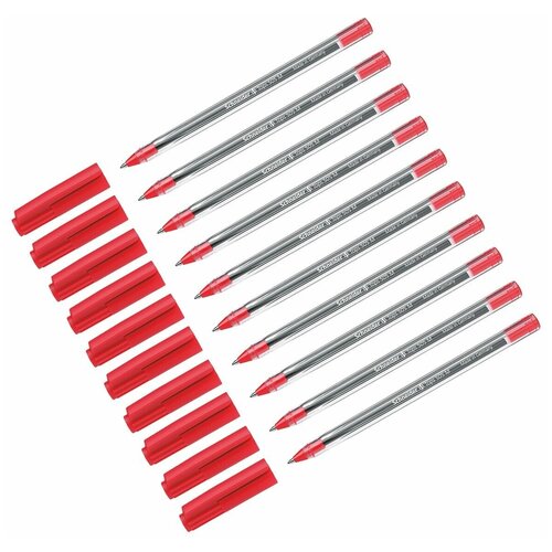 Набор ручек шариковых Schneider "Tops 505 M" красная, 1,0 мм, прозрачный корпус (10 штук)