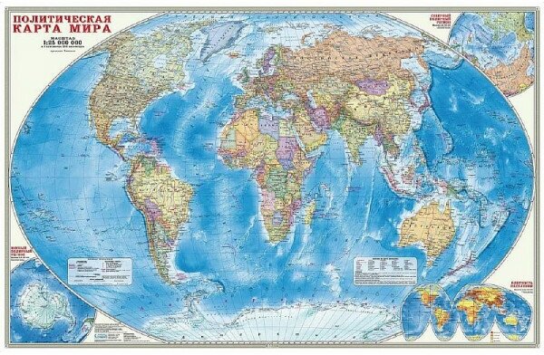Карта настенная. Мир Политический. М1:25 млн. 124х80 см. ЛАМ геодом, изд: Гео-дом