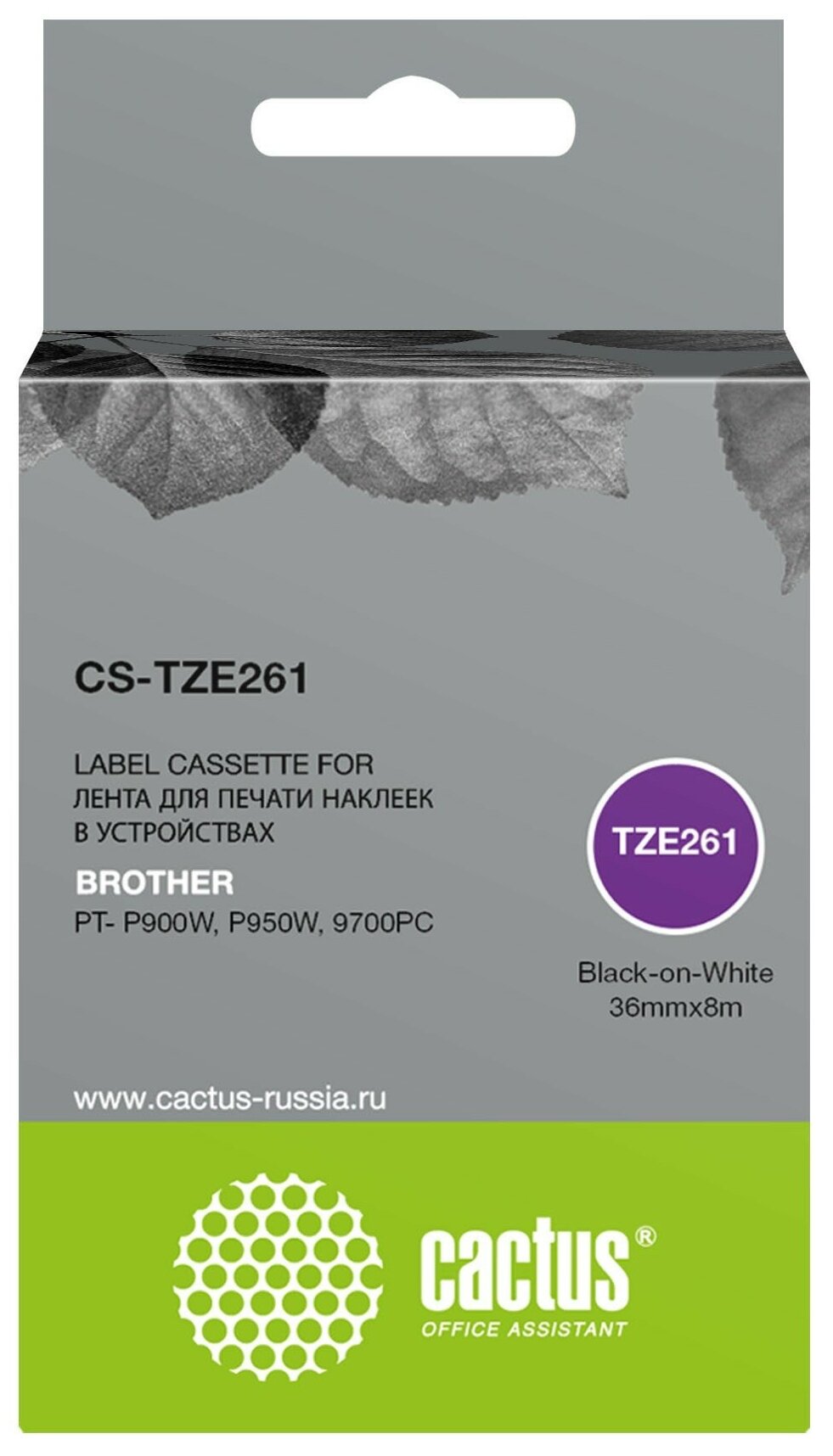 Картридж ленточный Cactus CS-TZE261 TZe-261 черный