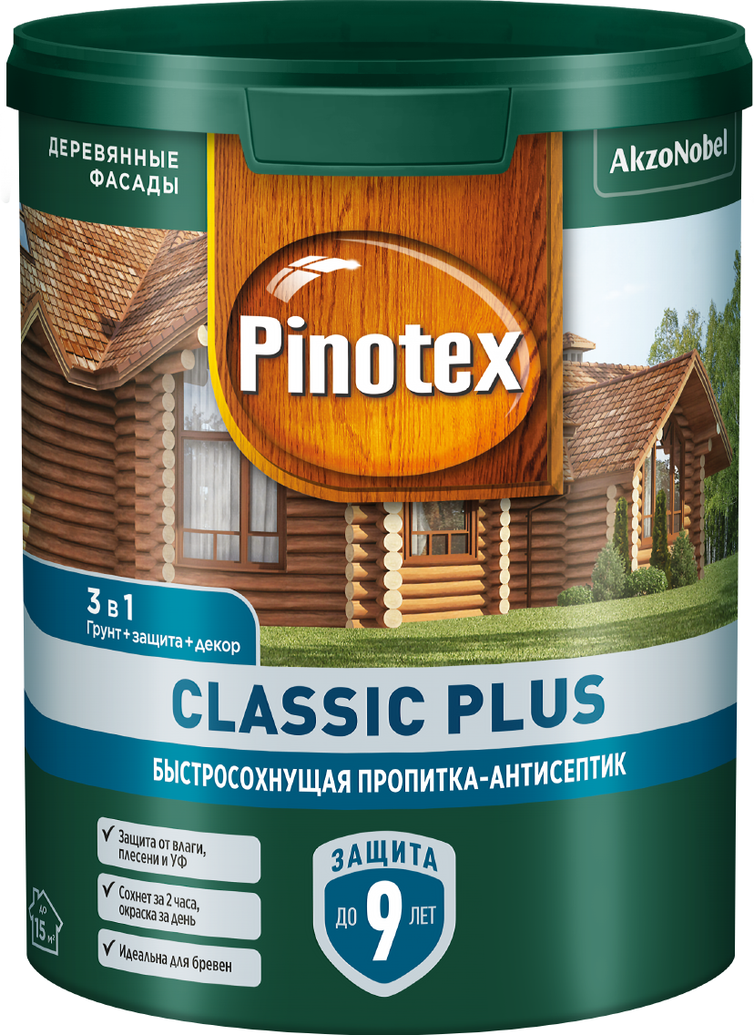 средство деревозащитное PINOTEX Classic Plus 0,9л скандинавский серый, арт.5727897 - фото №2