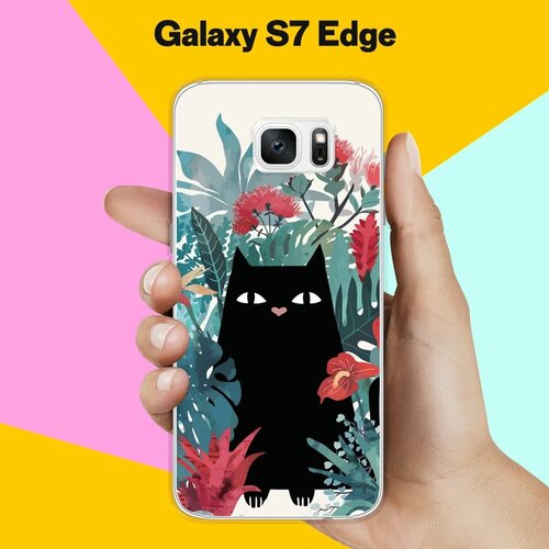 Силиконовый чехол на Samsung Galaxy S7 Edge Черный кот / для Самсунг Галакси С7 Едж силиконовый чехол на samsung galaxy s7 edge синий цвет для самсунг галакси с7 едж