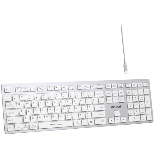 Клавиатура A4Tech Fstyler FBX50C белый USB беспроводная BTRadio slim Multimedia FBX50C WHITE 425500₽