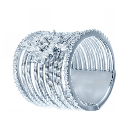 фото Широкое ювелирное кольцо из серебра 925 пробы с кубическим цирконием dm2213r_ko_001_wg element47